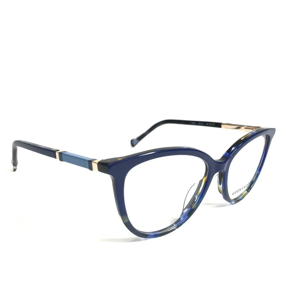 Lucky Brand Eyeglasses Frames D226 BLUE Gold Brown Tortoise Cat Eye 52-16-135